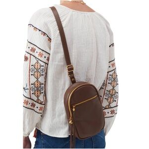 NWT HOBO Acorn Brown Leather Crossbody Bag